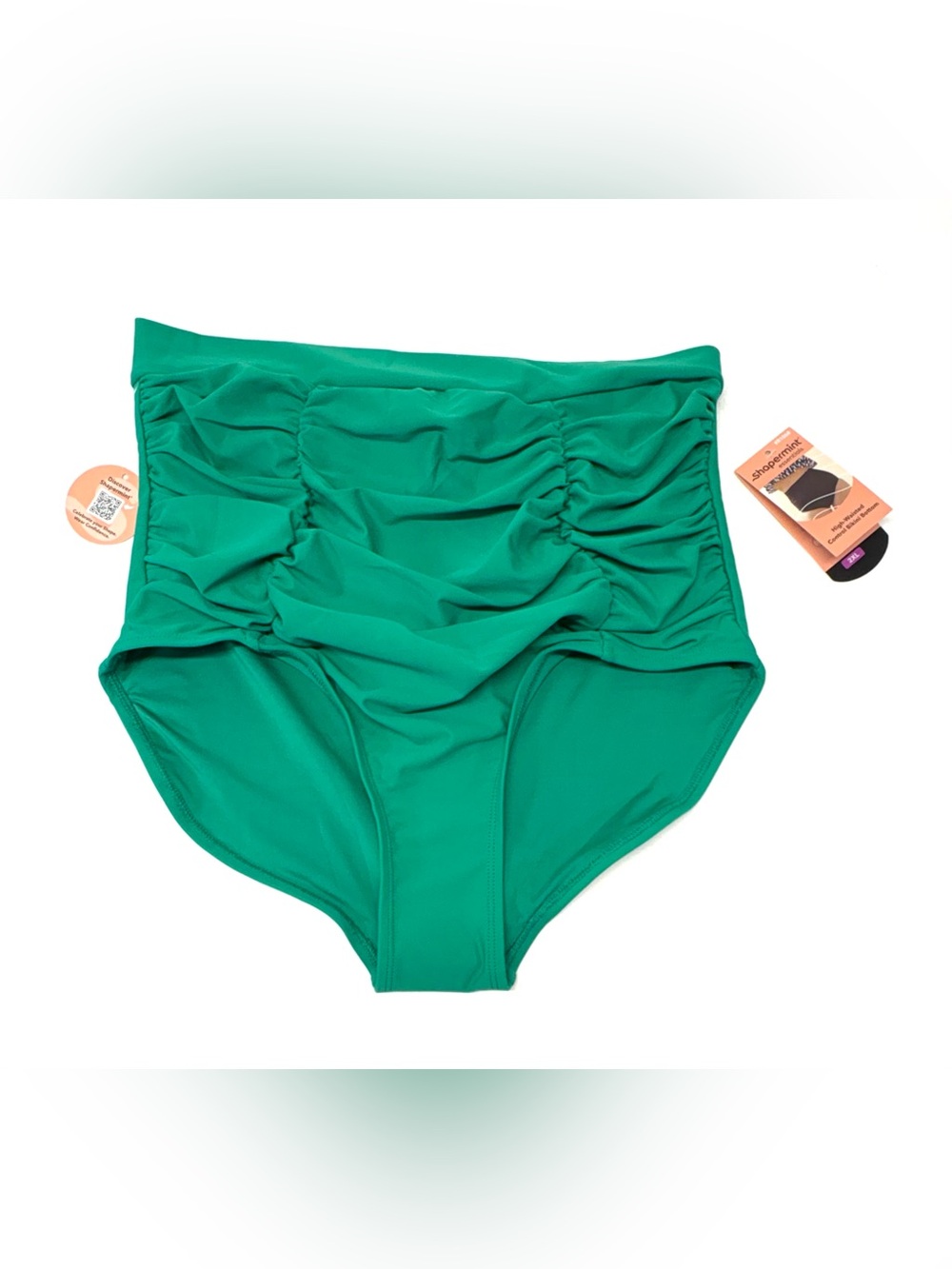 NWT Shapermint Essentials High-Waisted Control Bikini Bottom - Green - Size 2XL
